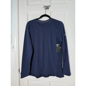 Nike Women’s Navy Blue Long Sleeve Dri-Fit Shirt Sz Large NWT